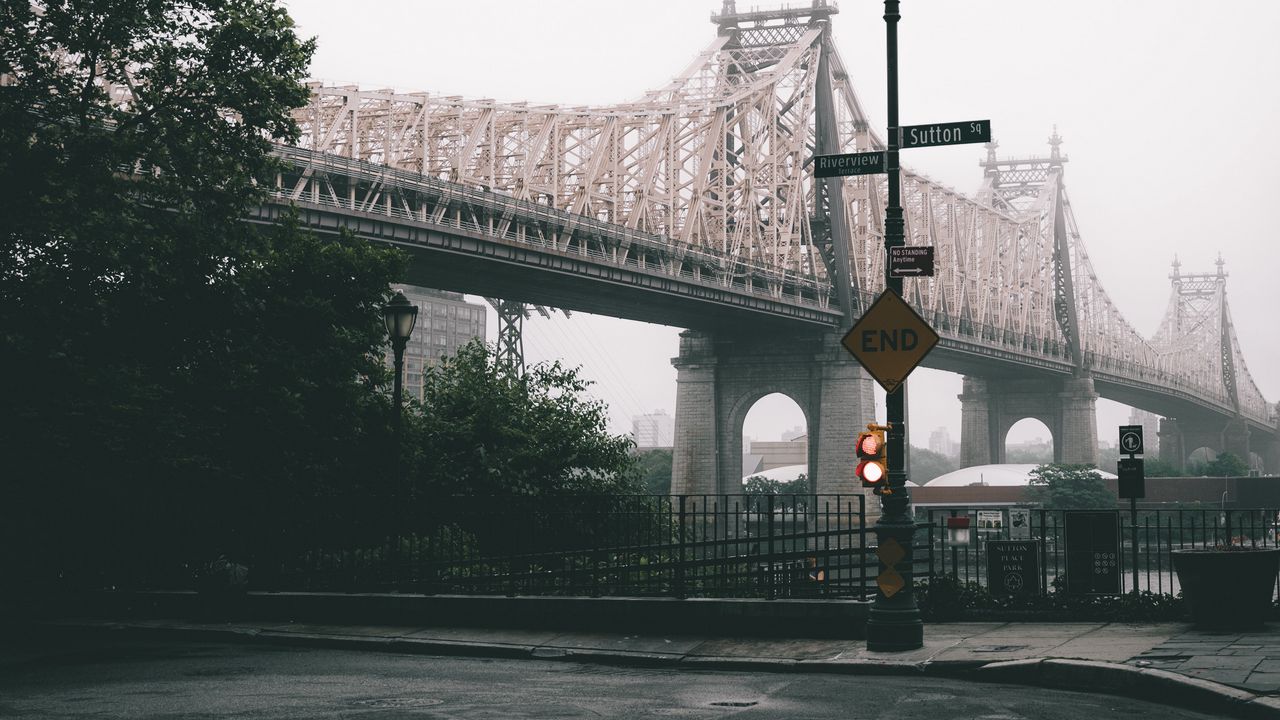 Wallpaper bridge, city, fog, new york, united states
