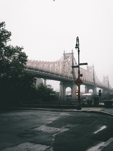 Preview wallpaper bridge, city, fog, new york, united states
