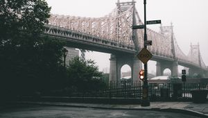 Preview wallpaper bridge, city, fog, new york, united states