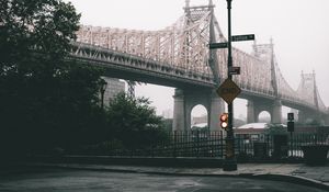 Preview wallpaper bridge, city, fog, new york, united states