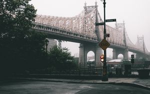 Preview wallpaper bridge, city, fog, new york, united states