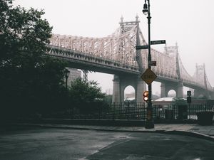 Preview wallpaper bridge, city, fog, new york, united states