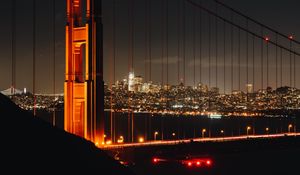 Preview wallpaper bridge, city, night, buildings, architecture, metropolis