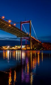 Preview wallpaper bridge, city, night, coast, lights