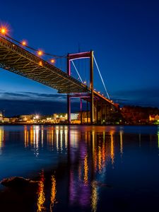Preview wallpaper bridge, city, night, coast, lights