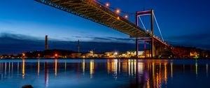 Preview wallpaper bridge, city, night, coast, lights