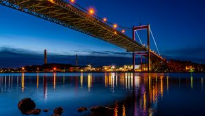 Preview wallpaper bridge, city, night, coast, lights