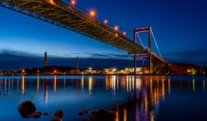 Preview wallpaper bridge, city, night, coast, lights