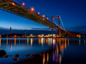 Preview wallpaper bridge, city, night, coast, lights