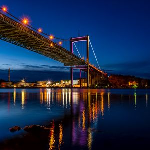 Preview wallpaper bridge, city, night, coast, lights