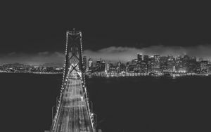 Preview wallpaper bridge, city, night, dark, bw