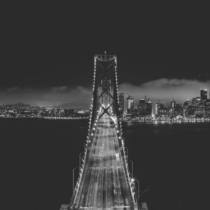 Preview wallpaper bridge, city, night, dark, bw