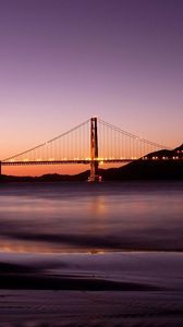 Preview wallpaper bridge, city, river, light, night