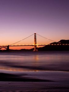 Preview wallpaper bridge, city, river, light, night