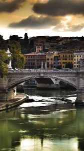 Preview wallpaper bridge, city, sky blue, stone