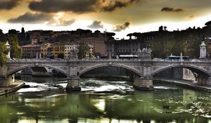 Preview wallpaper bridge, city, sky blue, stone