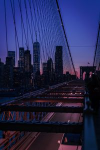 Preview wallpaper bridge, city, twilight, buildings, skyscrapers, view, overview