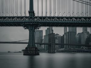 Preview wallpaper bridge, city, twilight, new york, united states