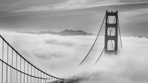 Preview wallpaper bridge, clouds, fog, bw