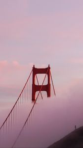 Preview wallpaper bridge, clouds, fog, silhouette, alone