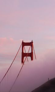 Preview wallpaper bridge, clouds, fog, silhouette, alone