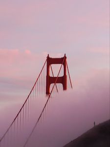 Preview wallpaper bridge, clouds, fog, silhouette, alone