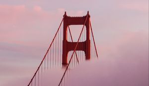 Preview wallpaper bridge, clouds, fog, silhouette, alone