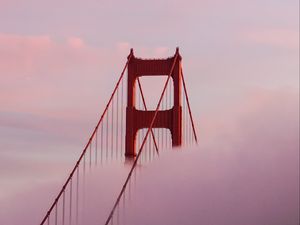 Preview wallpaper bridge, clouds, fog, silhouette, alone