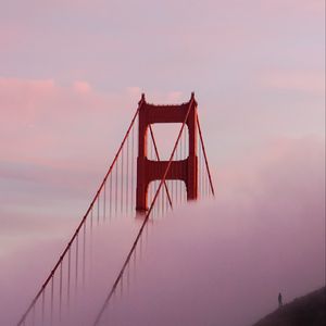 Preview wallpaper bridge, clouds, fog, silhouette, alone