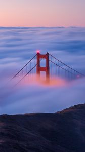 Preview wallpaper bridge, clouds, mountain, fog