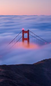 Preview wallpaper bridge, clouds, mountain, fog