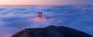 Preview wallpaper bridge, clouds, mountain, fog