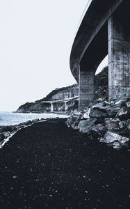 Preview wallpaper bridge, coast, cliffs, sea