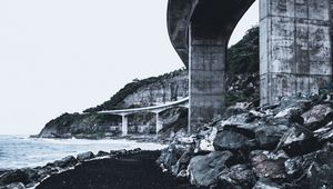 Preview wallpaper bridge, coast, cliffs, sea