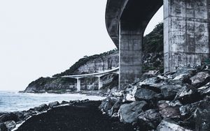 Preview wallpaper bridge, coast, cliffs, sea