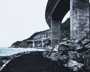 Preview wallpaper bridge, coast, cliffs, sea