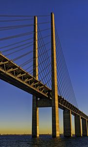 Preview wallpaper bridge, columns, river, water, horizon