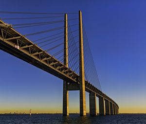 Preview wallpaper bridge, columns, river, water, horizon