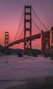 Preview wallpaper bridge, construction, architecture, backlight, twilight