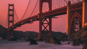 Preview wallpaper bridge, construction, architecture, backlight, twilight