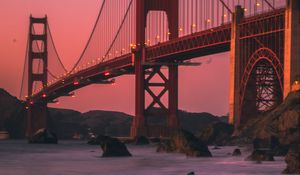 Preview wallpaper bridge, construction, architecture, backlight, twilight
