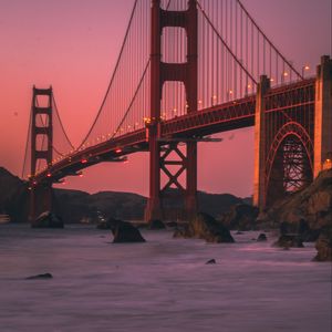 Preview wallpaper bridge, construction, architecture, backlight, twilight