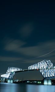 Preview wallpaper bridge, construction, architecture, night, backlight