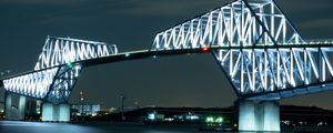 Preview wallpaper bridge, construction, architecture, night, backlight