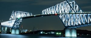 Preview wallpaper bridge, construction, architecture, night, backlight
