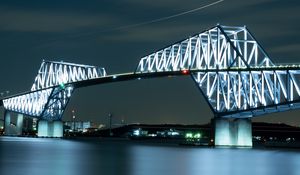 Preview wallpaper bridge, construction, architecture, night, backlight