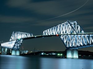 Preview wallpaper bridge, construction, architecture, night, backlight