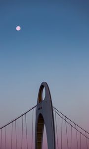 Preview wallpaper bridge, construction, architecture, dusk, moon