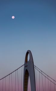 Preview wallpaper bridge, construction, architecture, dusk, moon