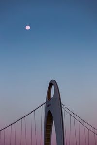 Preview wallpaper bridge, construction, architecture, dusk, moon